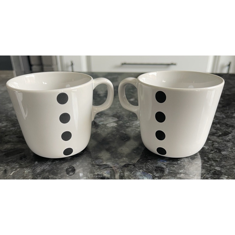Ikea Ungdom Set Of 4 Black White Dots Stripes Ceramic Coffee Mugs READ - Picture 2 of 12